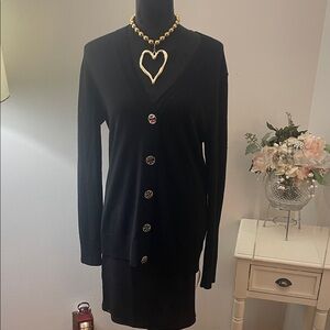 Tory Burch Marino Wool Black Long Sleeve Sweater